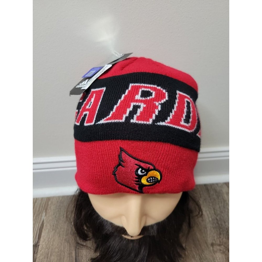 NEW Adidas Cardinals Red Black Coach Beanie Hat Embroidered Cardinal Warm Winter